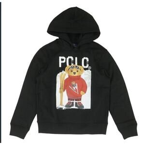 NWT boys Ralph Lauren Ski Bear Polo Fleece Hoodie Polo Black Size Medium Boys